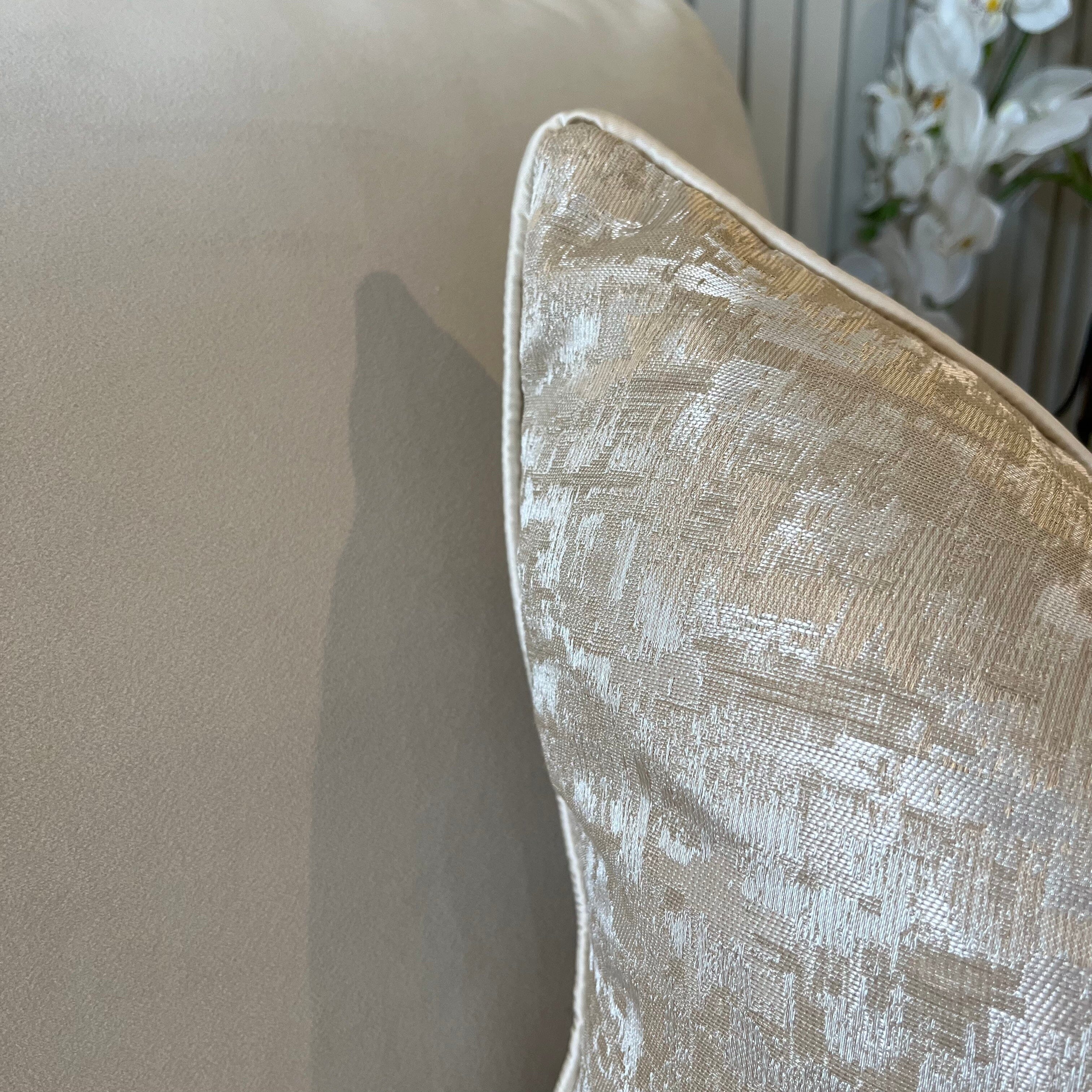 Evelyn Cream & Gold Metallic Patterned Cushion - 50x50cm Textiles 