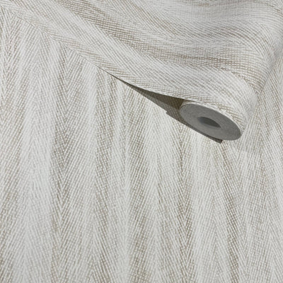 Evelyn Cream & Taupe Woven Effect Wallpaper Home Improvement 