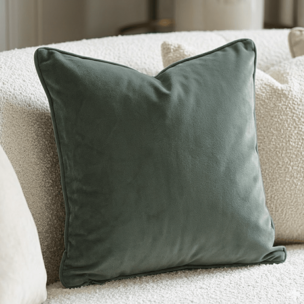 Everglade Soft Green Velvet Piped Cushion- 50x50cm Textiles 