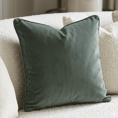 Everglade Soft Green Velvet Piped Cushion- 50x50cm Textiles 