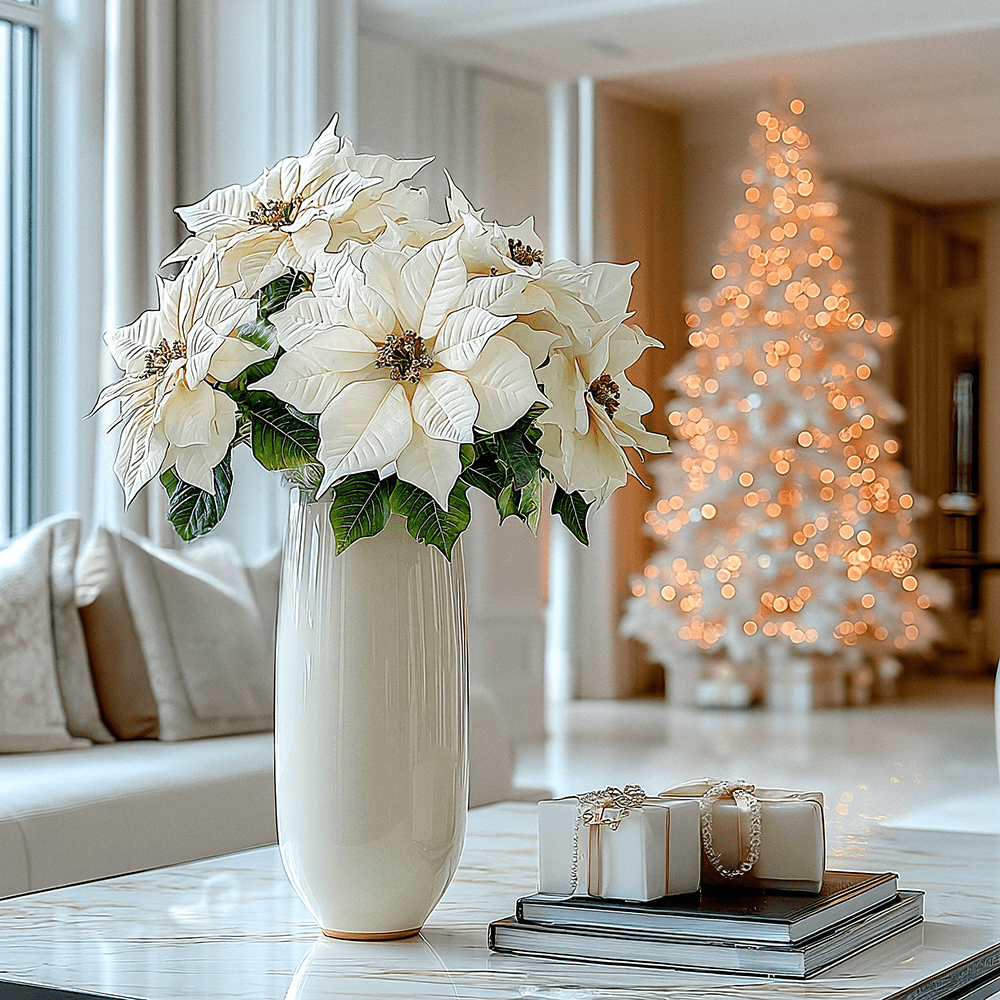 Faux Cream Velvet Poinsettia Single Stem Floral Accessories 