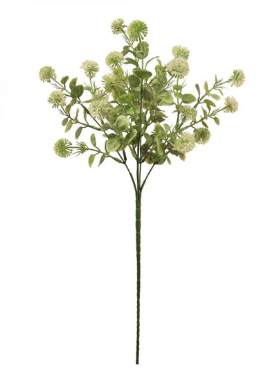 Faux Green & White Globe Single Stem Floral Accessories 