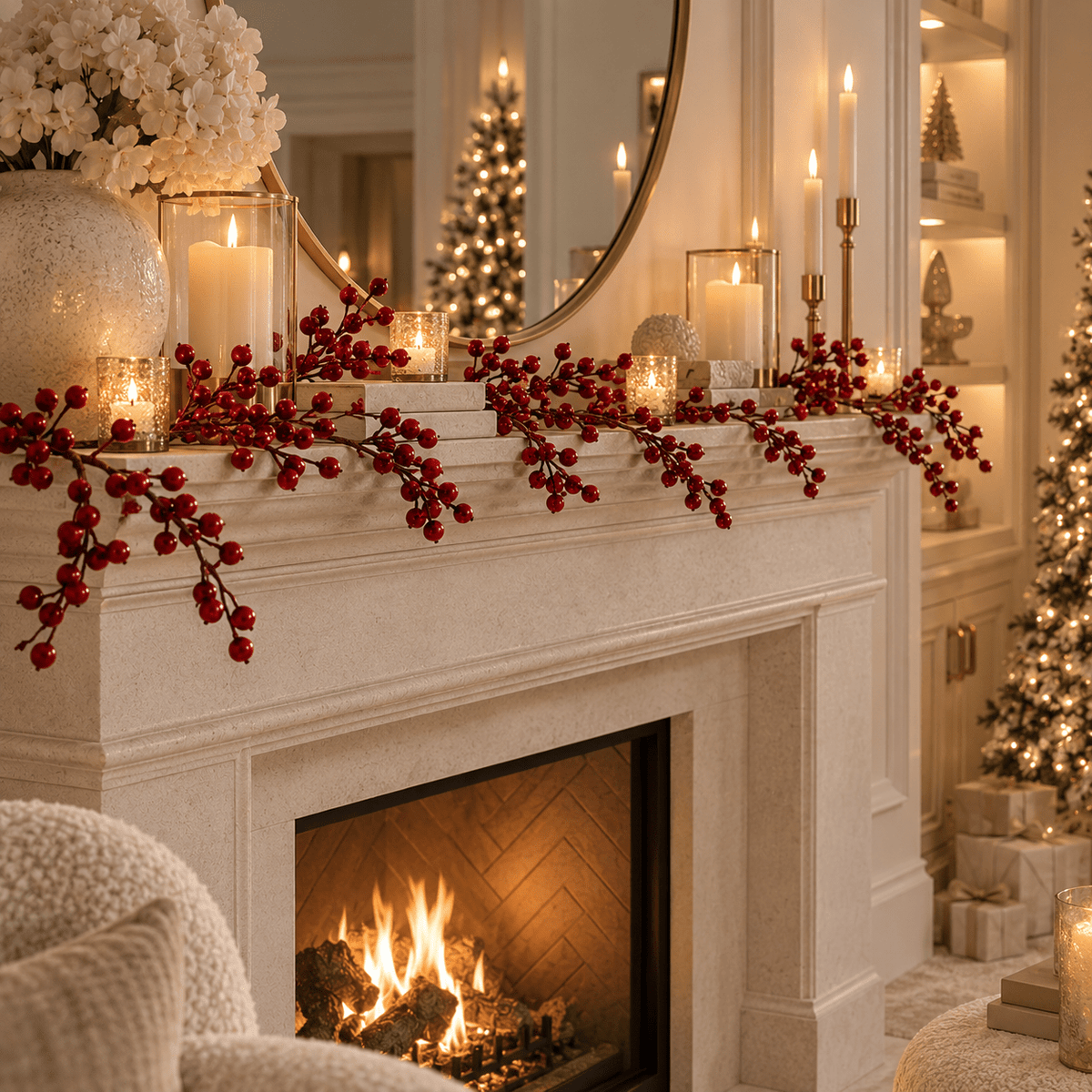 Faux Red Berry Decorative Garland - 1.8m Accessories 