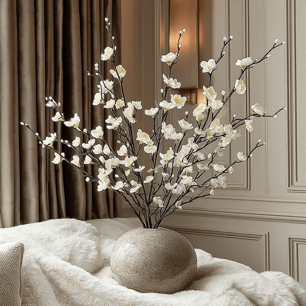 Faux White Blossom Single Stem Floral- Set of 5 Accessories 