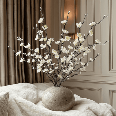 Faux White Blossom Single Stem Floral- Set of 5 Accessories 