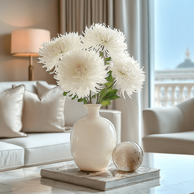 Faux White Chrysanthemum Single Stem Flower Accessories 