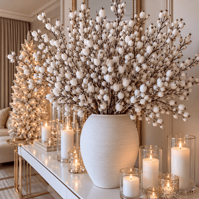 Faux White Glitter Berry Single Stem Floral Accessories 
