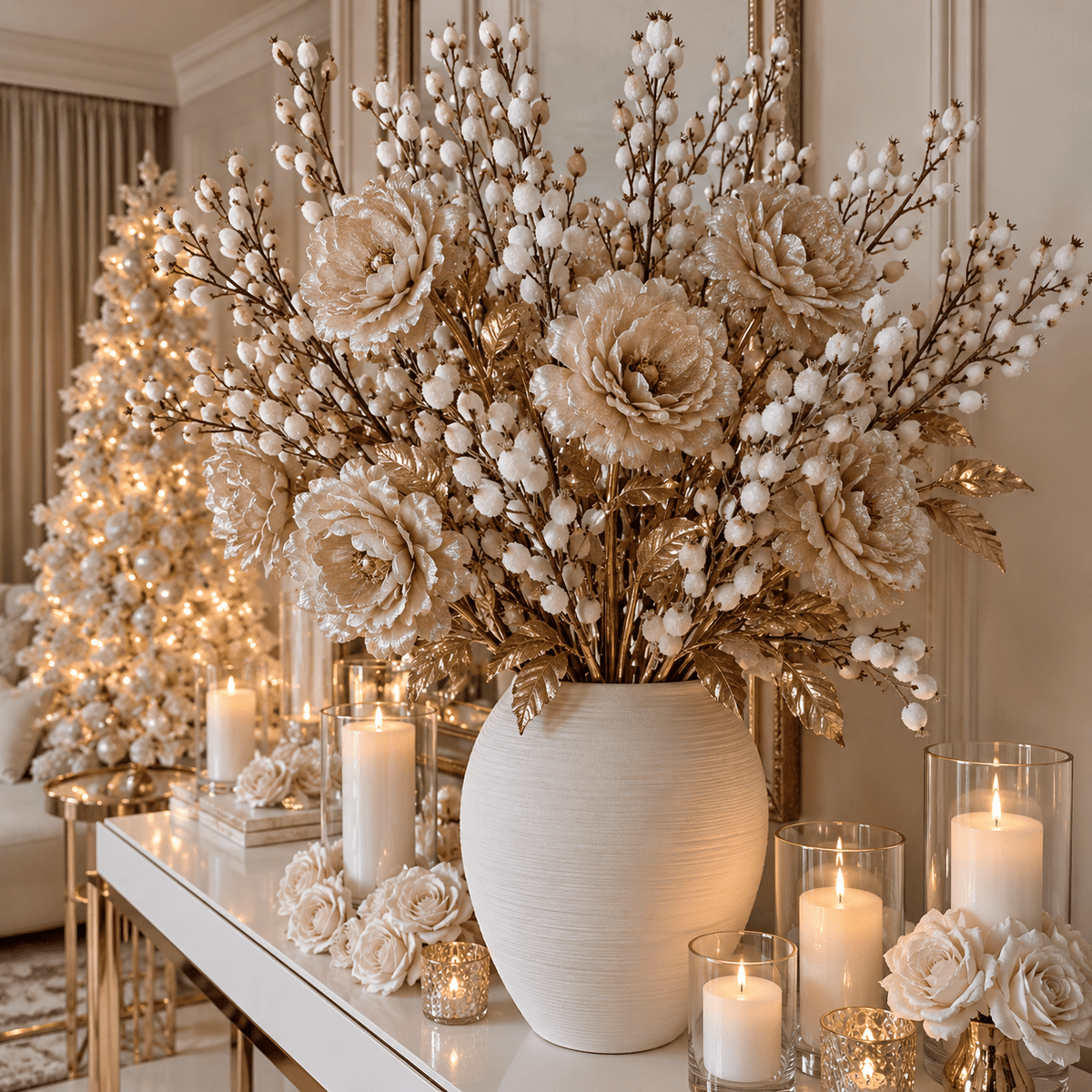 Faux White Glitter Berry Single Stem Floral Accessories 