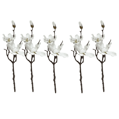 Faux White Magnolia Single Stem Floral- Set of 5 Accessories 