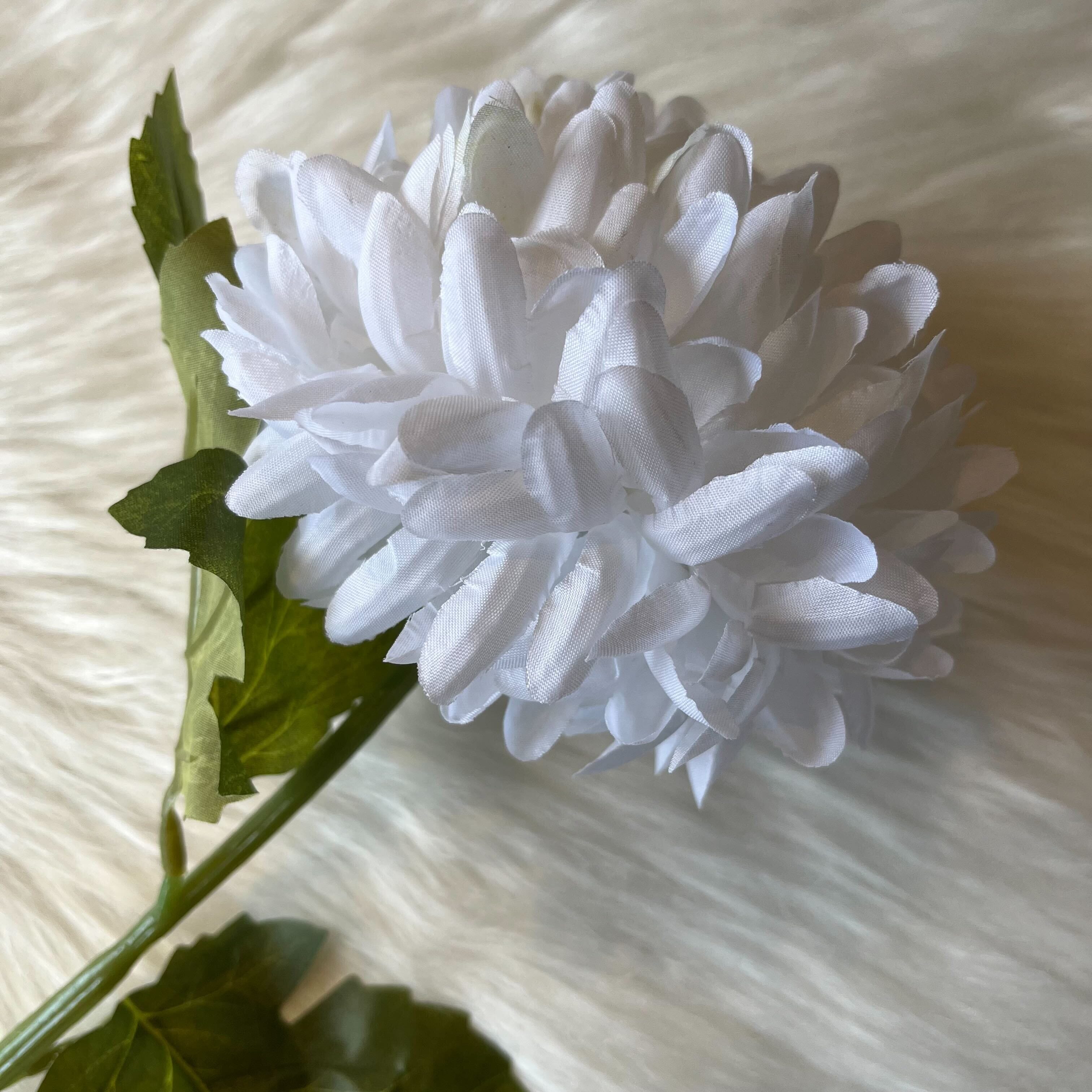 Faux White Pom Pom Single Stem Flower Accessories 