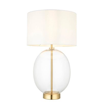 Fawsley Clear Glass & Gold Table Lamp with Ivory Shade Lighting 