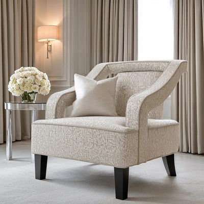 Faye Beige Patterned Accent Chair with Black legs Furniture 