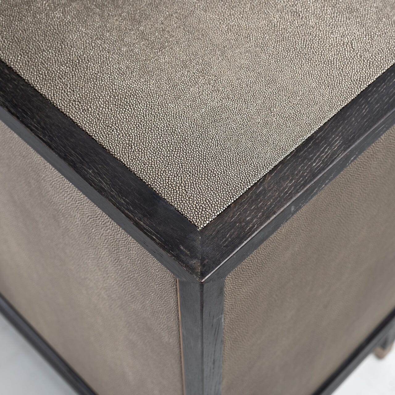 Felicia Luxury Black Wood & Shagreen 4 Door Sideboard with Brass Handles Furniture 