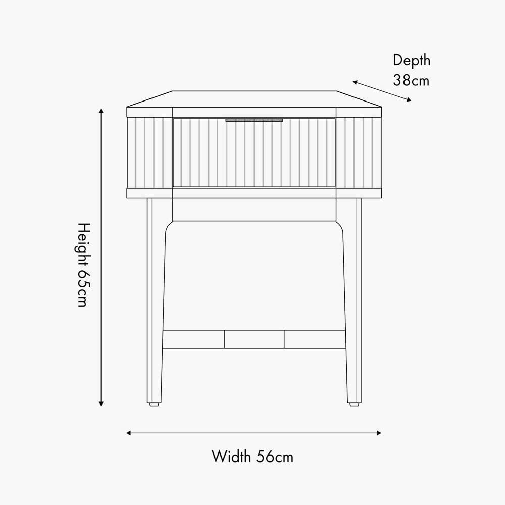 Felicity Dark Brown Ribbed Oak 1 Drawer Bedside Table Furniture 