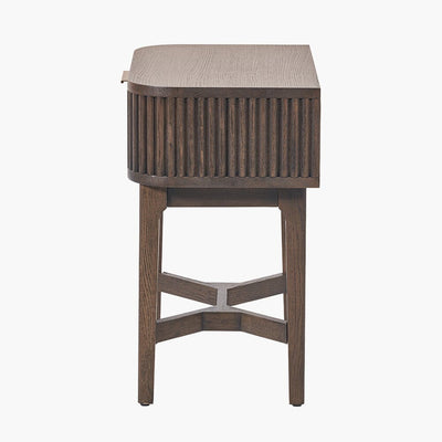Felicity Dark Brown Ribbed Oak 1 Drawer Bedside Table Furniture 
