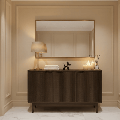 Felicity Dark Brown Ribbed Oak 3 Door Sideboard Furniture 