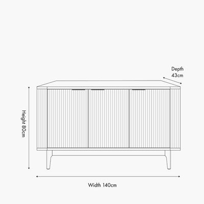 Felicity Dark Brown Ribbed Oak 3 Door Sideboard Furniture 