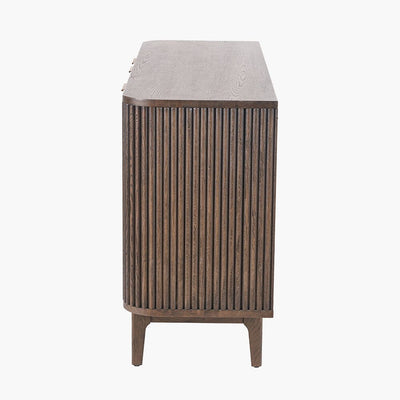 Felicity Dark Brown Ribbed Oak 3 Door Sideboard Furniture 