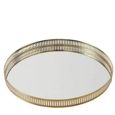 Fern Gold Mirrored Decorative Round Tray Accessories 