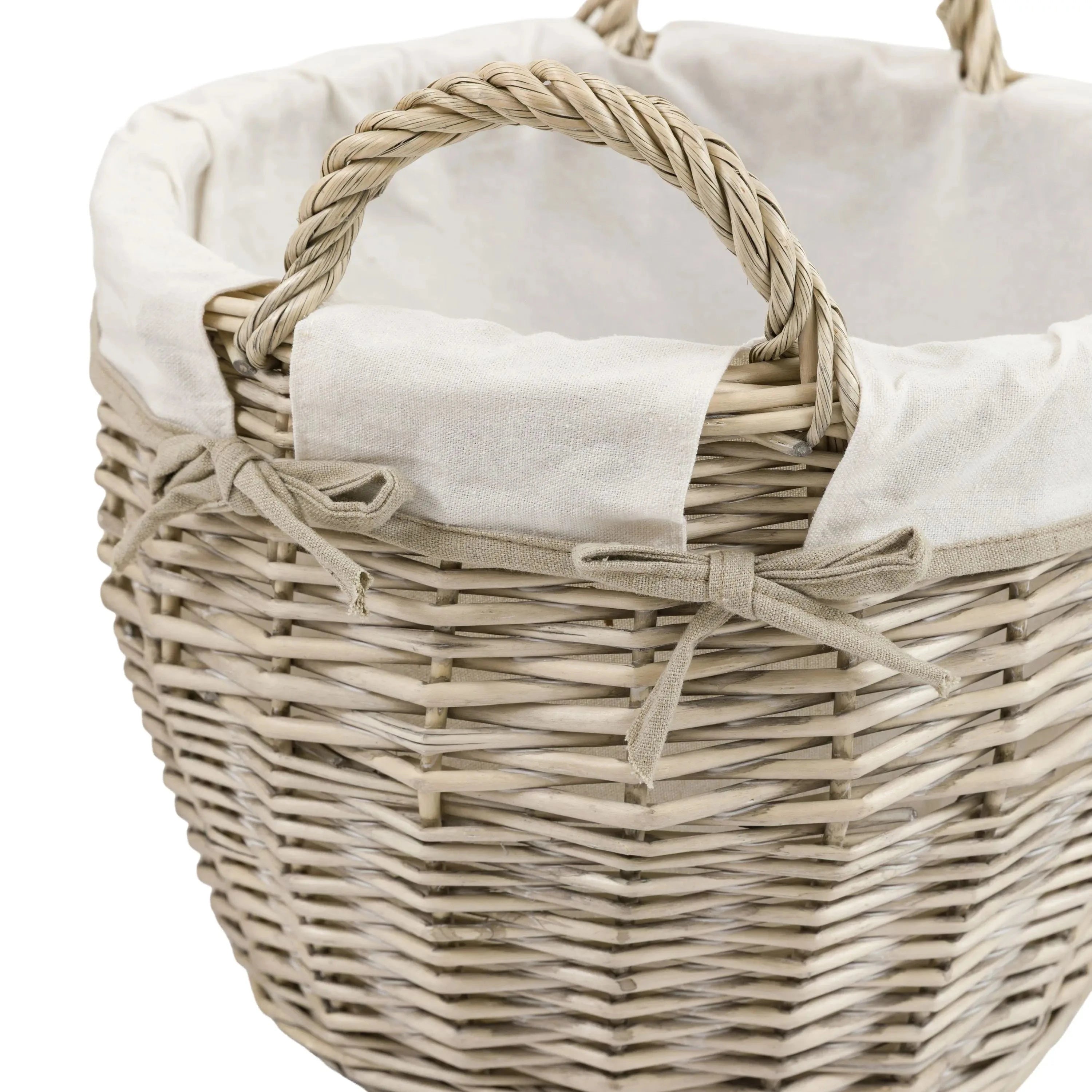 Ferro Round Lined Wicker Baskets - Set of 3 Accessories 