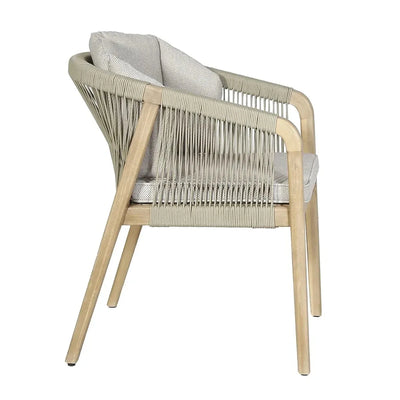 Fiji Taupe Rope Weave Round 4 Seater Outdoor Dining Set Furniture 