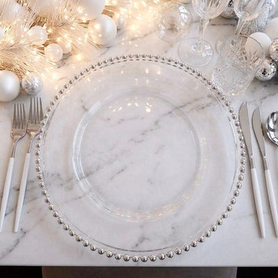 Florence Silver Bobbled Edge Acrylic Charger Plate Accessories 
