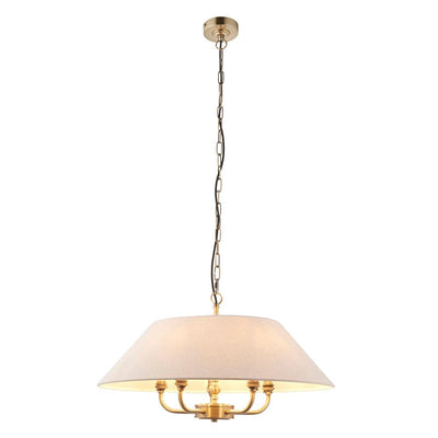 Francesca Gold 5 Light Pendant Ceiling Light with Linen Shade Lighting 