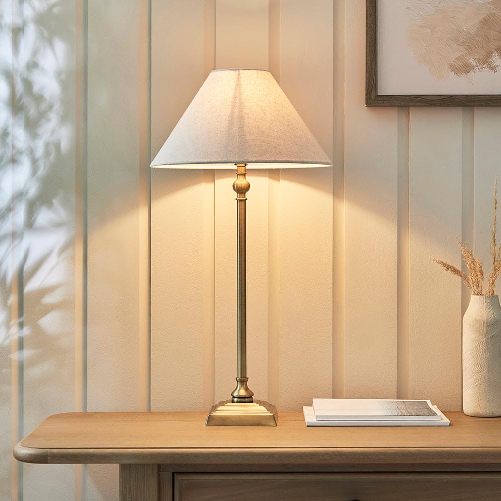 Francesca Gold Table Lamp with Linen Shade Lighting 