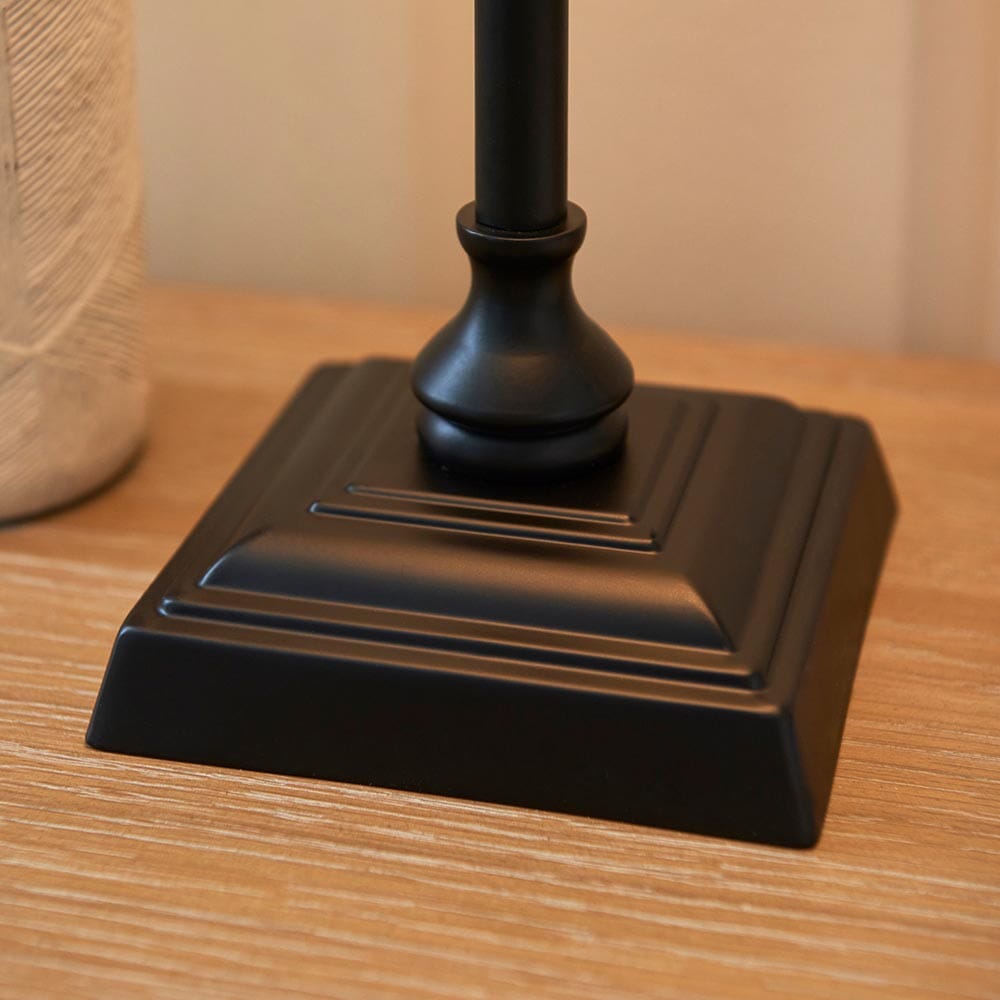 Francesca Matt Black Table Lamp with Linen Shade Lighting 