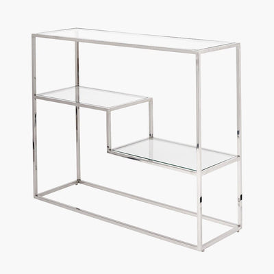 Francesca Silver & Glass Tiered Console Table Furniture 