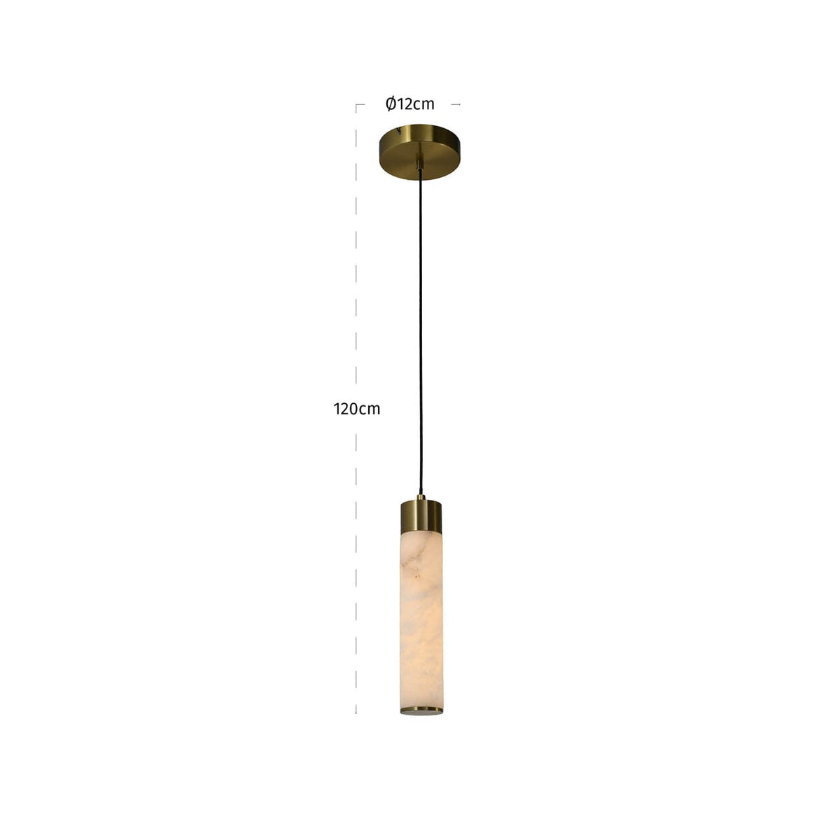 Fredrich Brass Cylindrical Pendant Ceiling Light with Marble Shade Lighting 