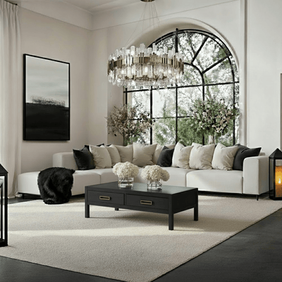 Freja Off White Textured Large Left Hand Facing Corner Sofa Sofa 
