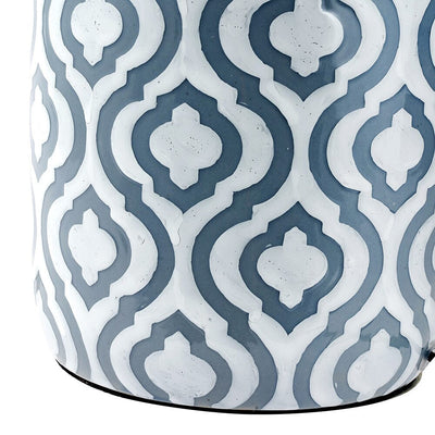 Gatsby Grey & White Patterned Ceramic Table Lamp with White Shade Lighting 