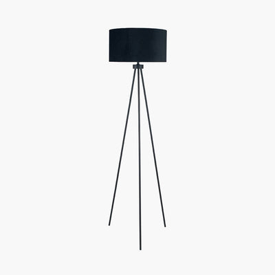 Gemini Matt Black Tripod Floor Lamp Lighting 