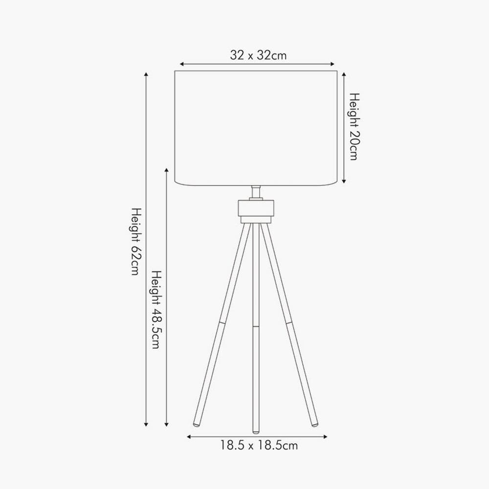 Gemini Matt Black Tripod Table Lamp Lighting 