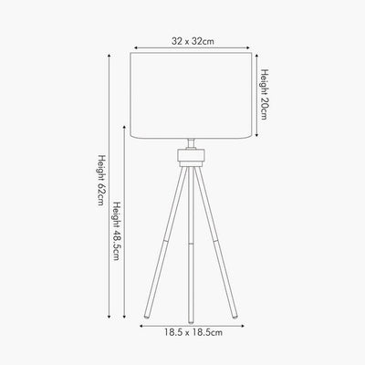 Gemini Matt Black Tripod Table Lamp Lighting 