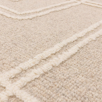 Geneva Sand Wool Linear Patterned Rug Textiles 