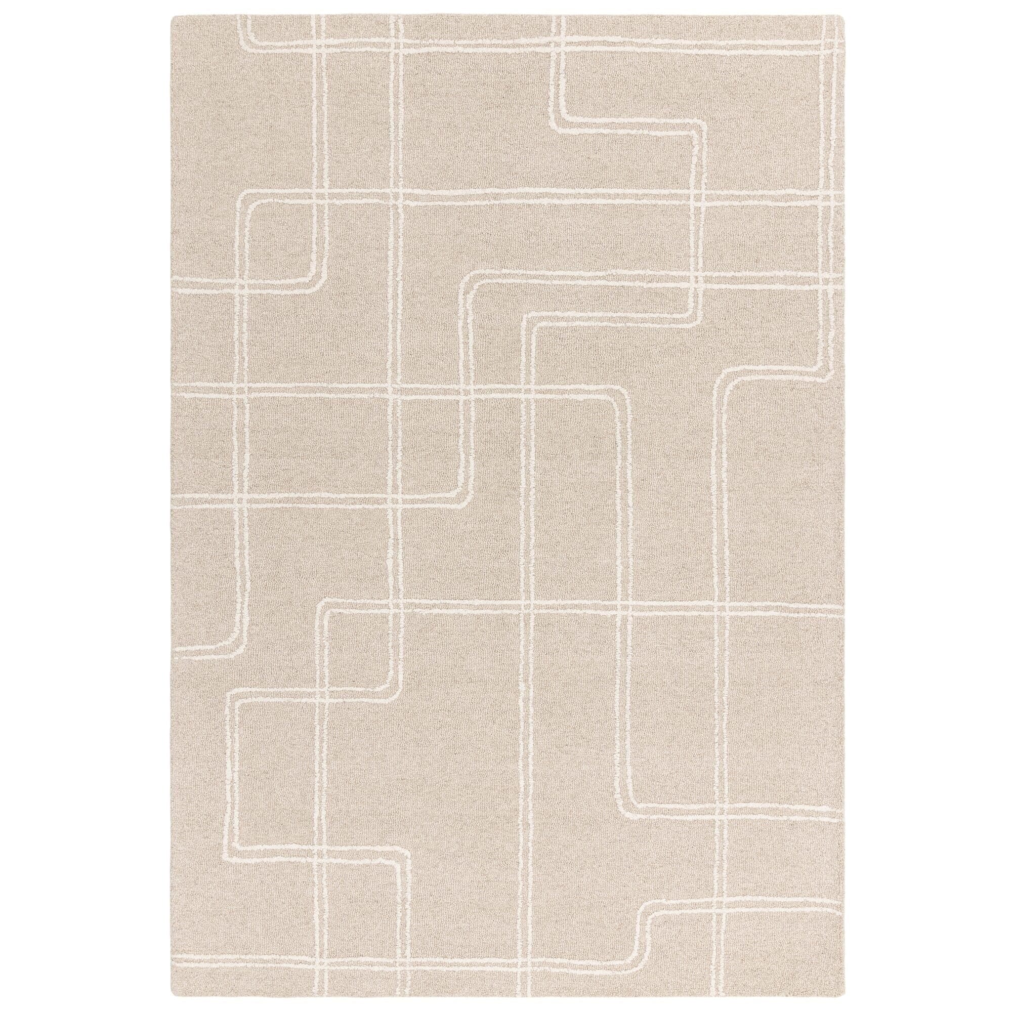 Geneva Sand Wool Linear Patterned Rug Textiles 