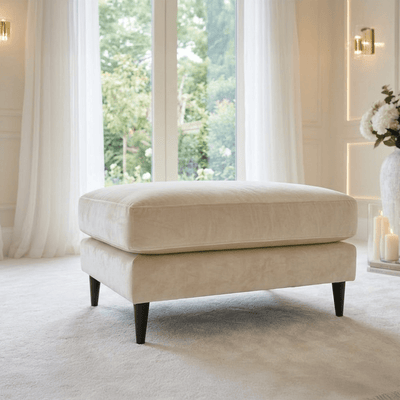 Genevieve Cream Velvet Chair Footstool Sofa 