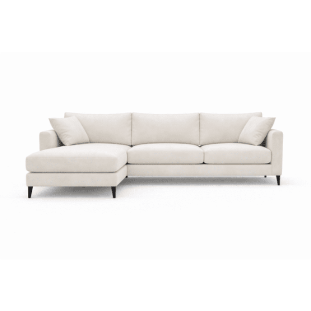Genevieve Cream Velvet Large Chaise End Sofa - Left Hand Facing Sofa 