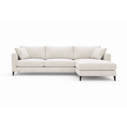 Genevieve Cream Velvet Large Chaise End Sofa - Right Hand Facing Sofa 