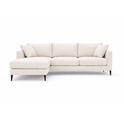 Genevieve Cream Velvet Medium Chaise End Sofa - Left Hand Facing Sofa 