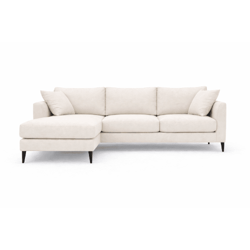 Genevieve Cream Velvet Medium Chaise End Sofa - Left Hand Facing Sofa 