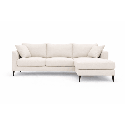 Genevieve Cream Velvet Medium Chaise End Sofa - Right Hand Facing Sofa 