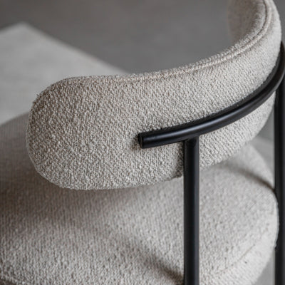 Georgia Vanilla Boucle Rounded Dining Chairs with Black Legs - Set of 2 Furniture 