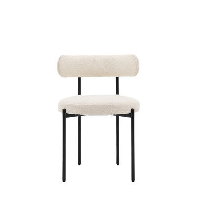 Georgia Vanilla Boucle Rounded Dining Chairs with Black Legs - Set of 2 Furniture 