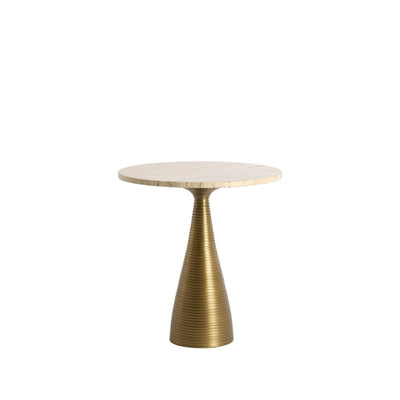 Gio Antique Brass Side Table with Travertine Top Furniture 