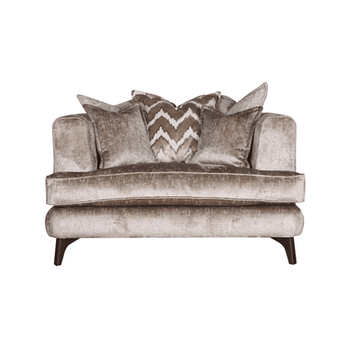 Gisele Mink Textured Chenille Pillowback Love Seat with Walnut Legs Sofa 