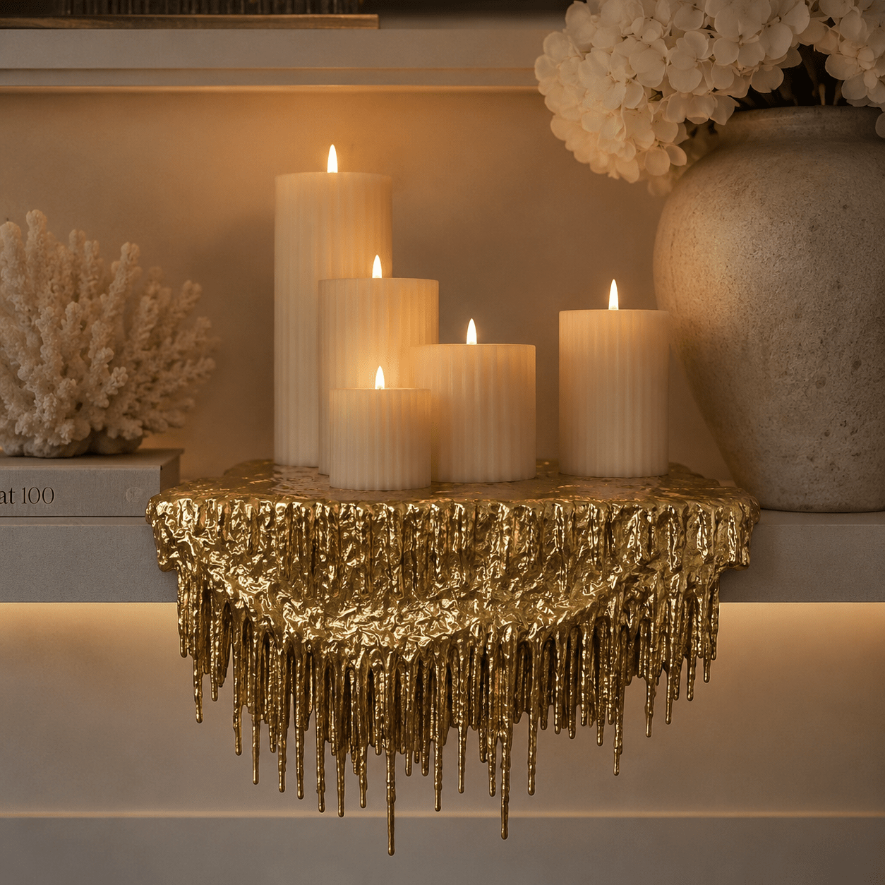 Gold Abstract Decorative Drip Shelf Hanging Ornament Accessories 