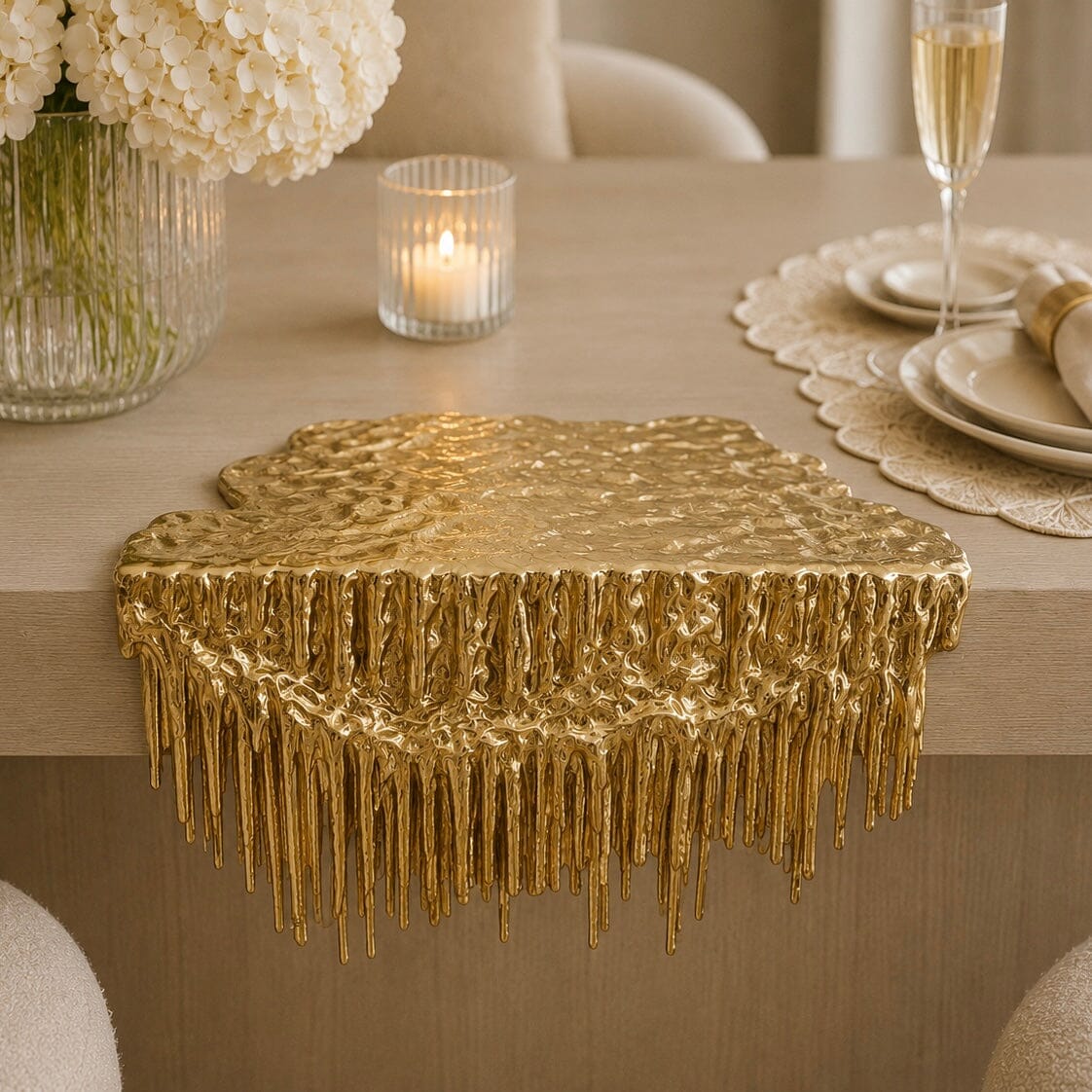 Gold Abstract Decorative Drip Shelf Hanging Ornament Accessories 